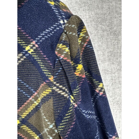 TALBOTS Funnel Neck Pullover Fleece Top CAMPING PLAID w/PUFF SLV Blue/Olive XL - Picture 7 of 8
